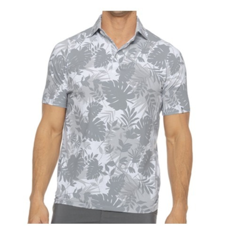 KJUS Polo Shirt Mens‎ XL Gray Floral Comfort Fit UPF50+ No Golf Embroidery